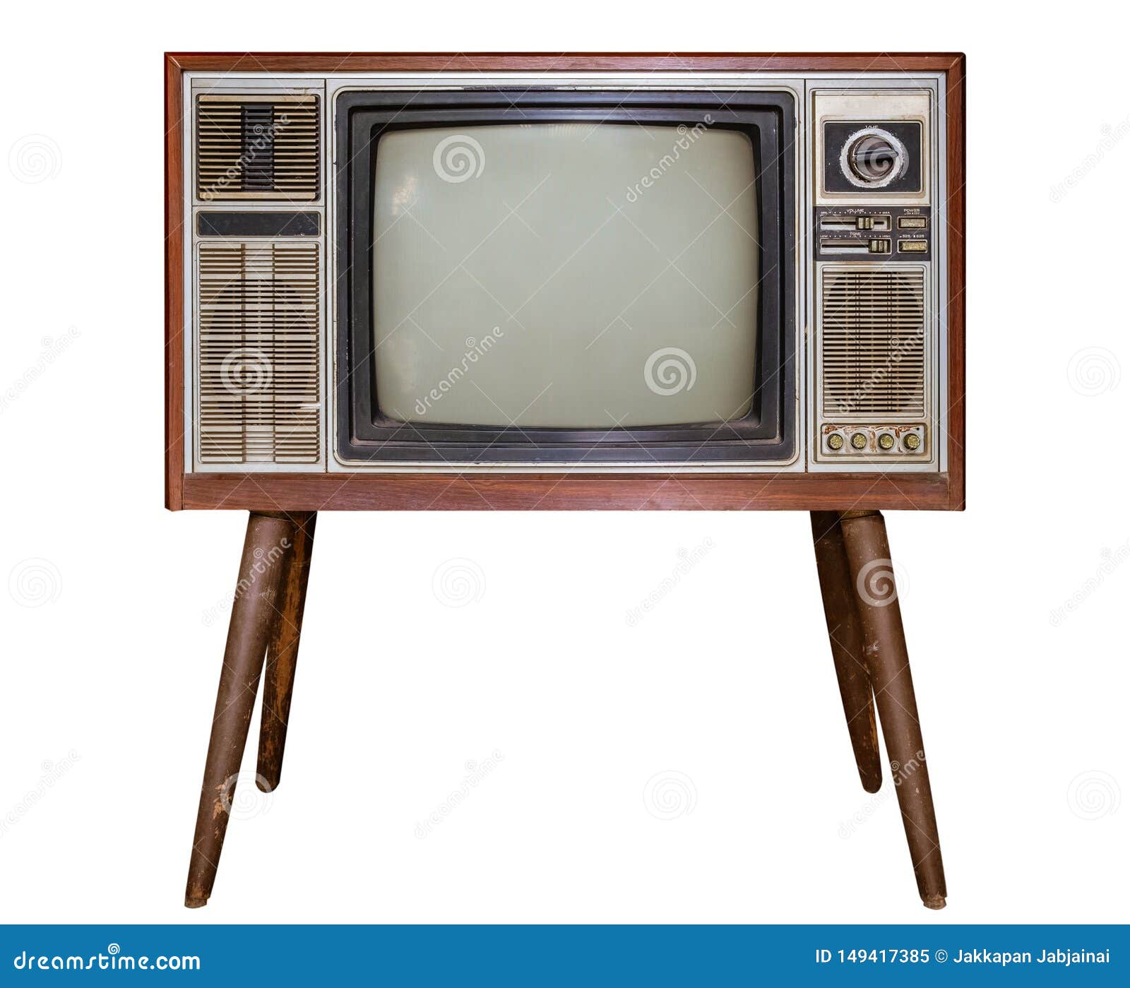 Antique Wooden Box Television Isolated on White Stock Image - Image of ...