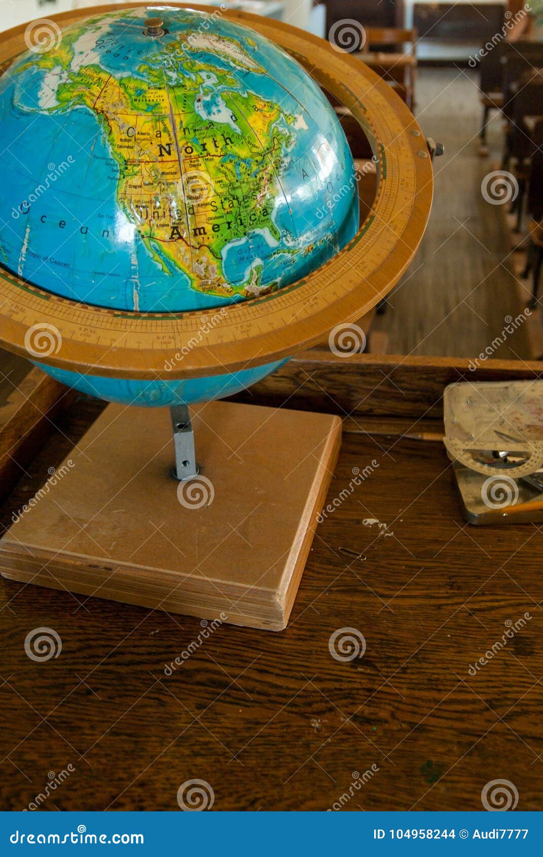 An Antique World Globe On A Desk Stock Photo Image Of Class