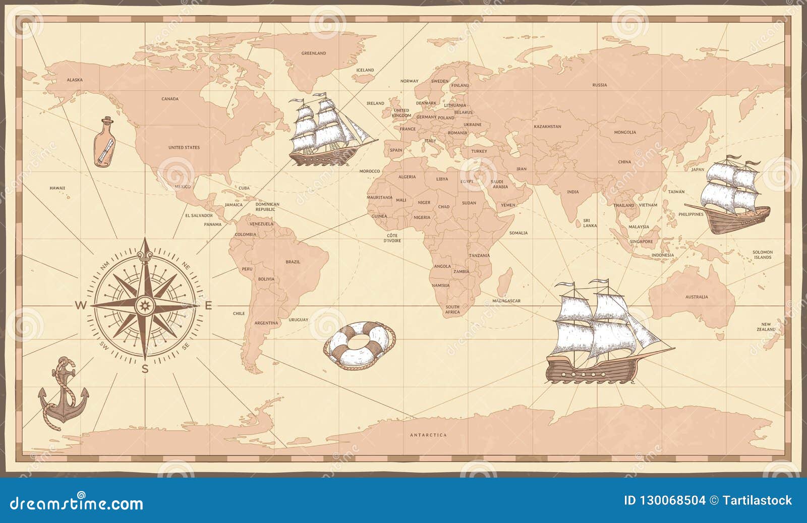 1Pieces Vintage World Map Kraft Paper Paint Retro Navigation Ancient Sailing Map Wall Poster
