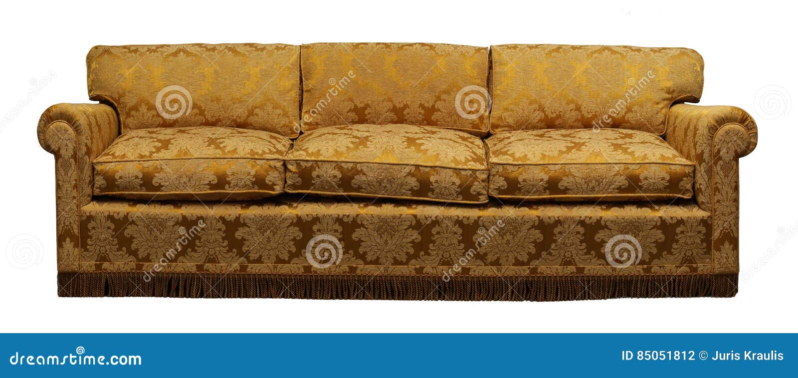 Antique Yellow Sofa on White Background Stock Illustration