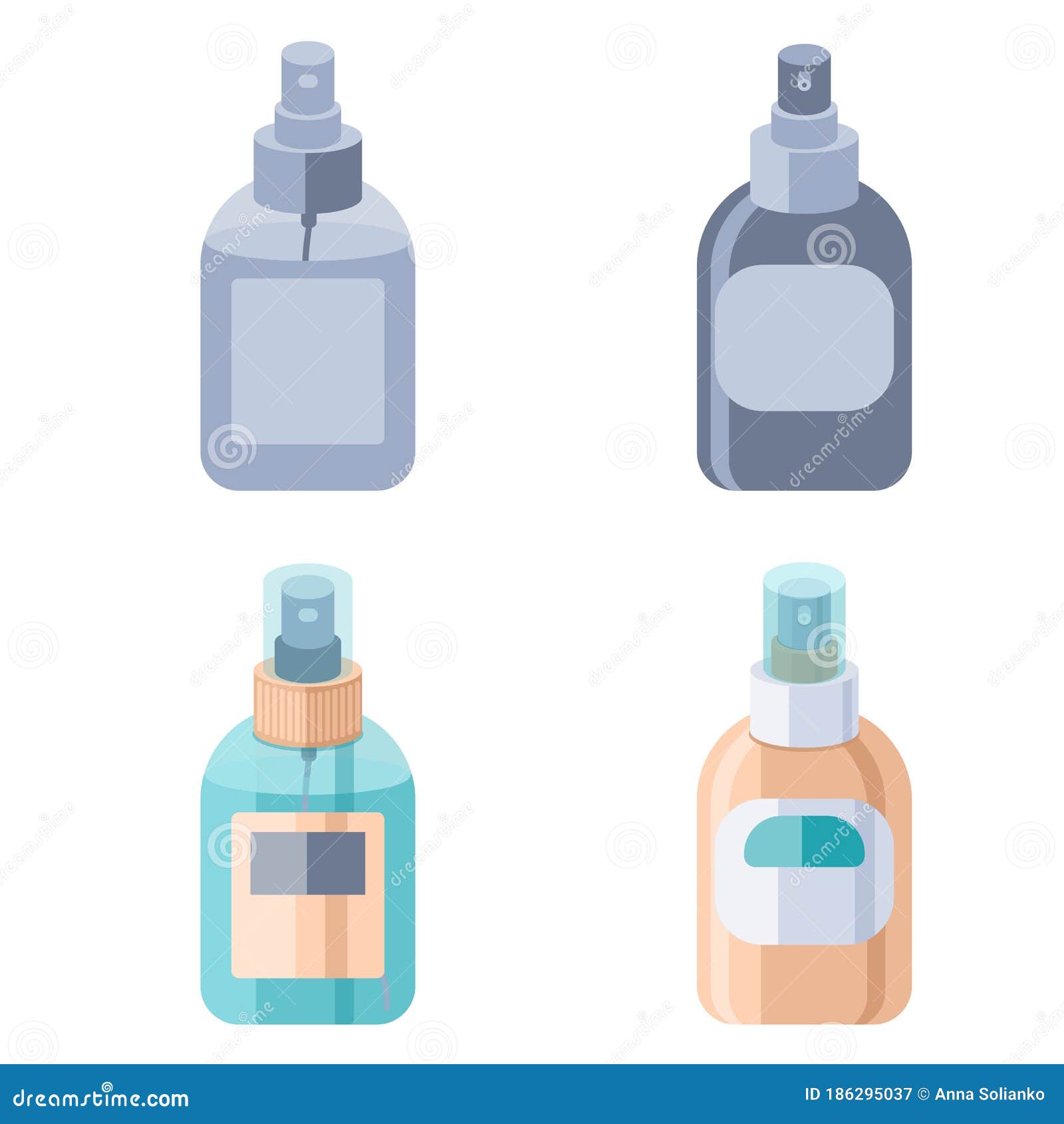 Antiseptic Spray Mockup and Disinfect Bottles Sticker Set on White