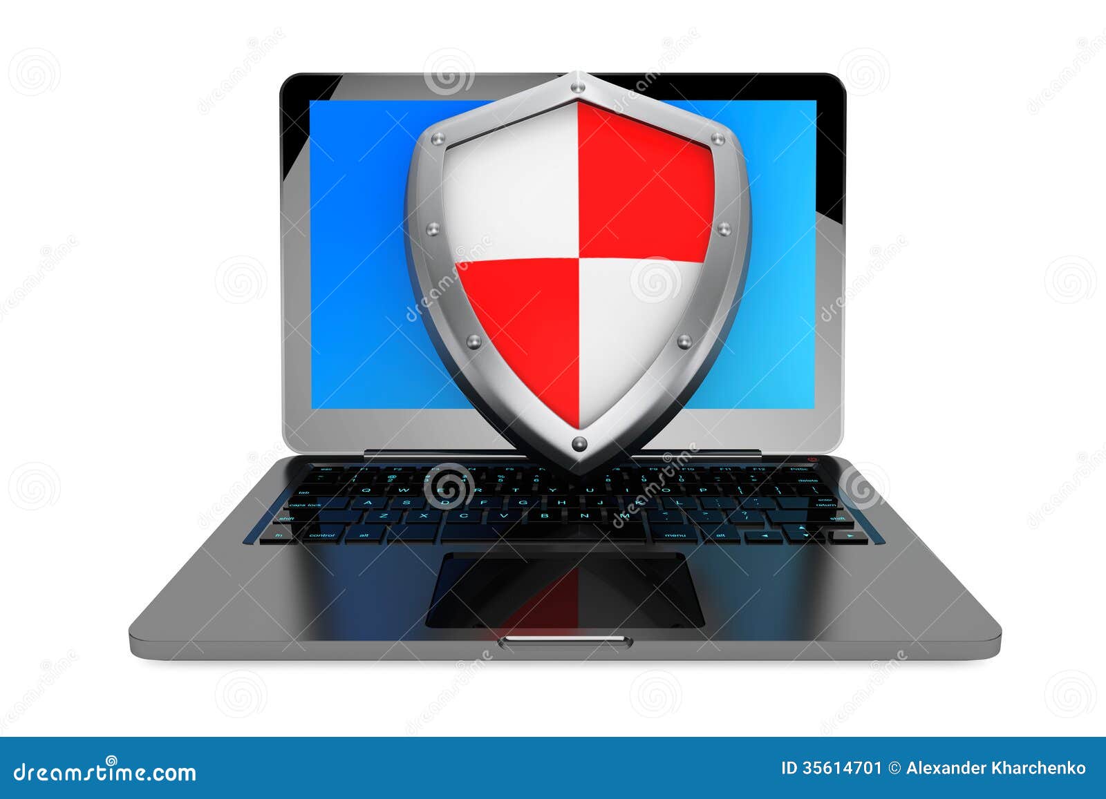 Antivirus Concept. Laptop Computer Protected By Shield Stock Image ...