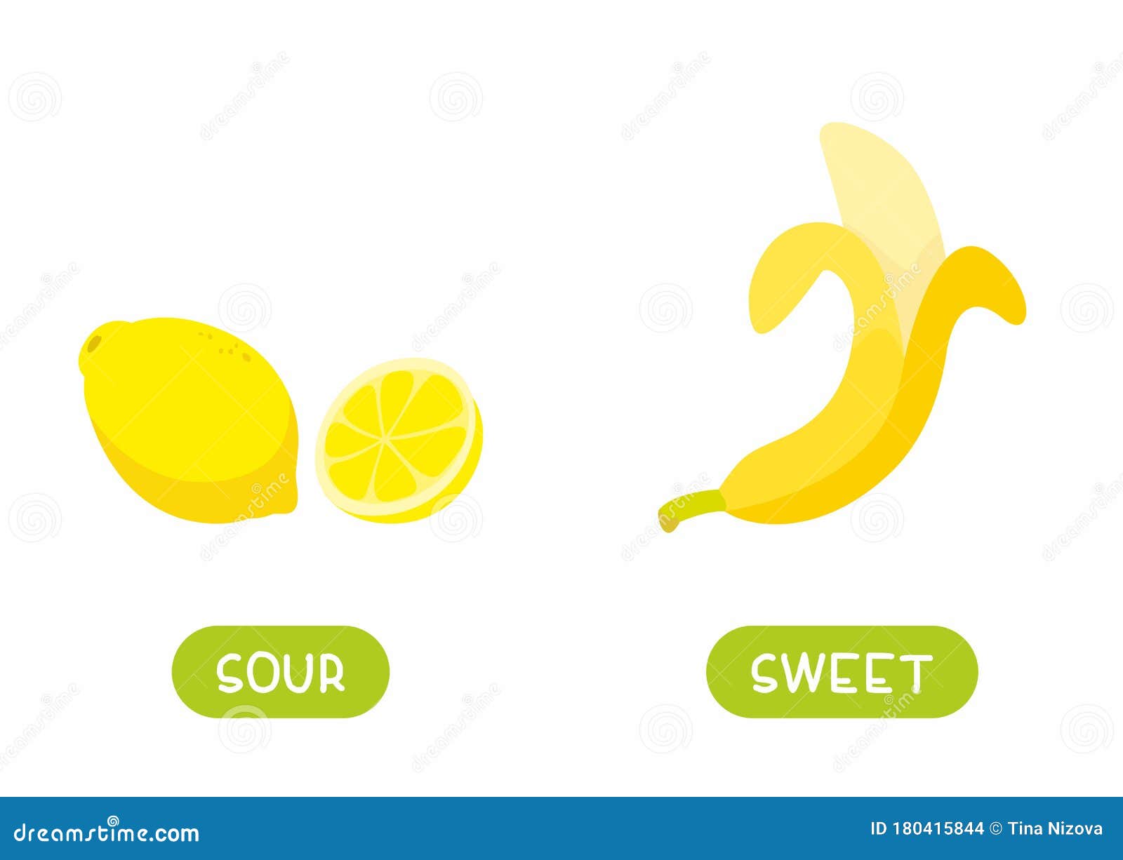 Antonyms Concept Sour And Sweet Stock Illustration Illustration Of Fruits English
