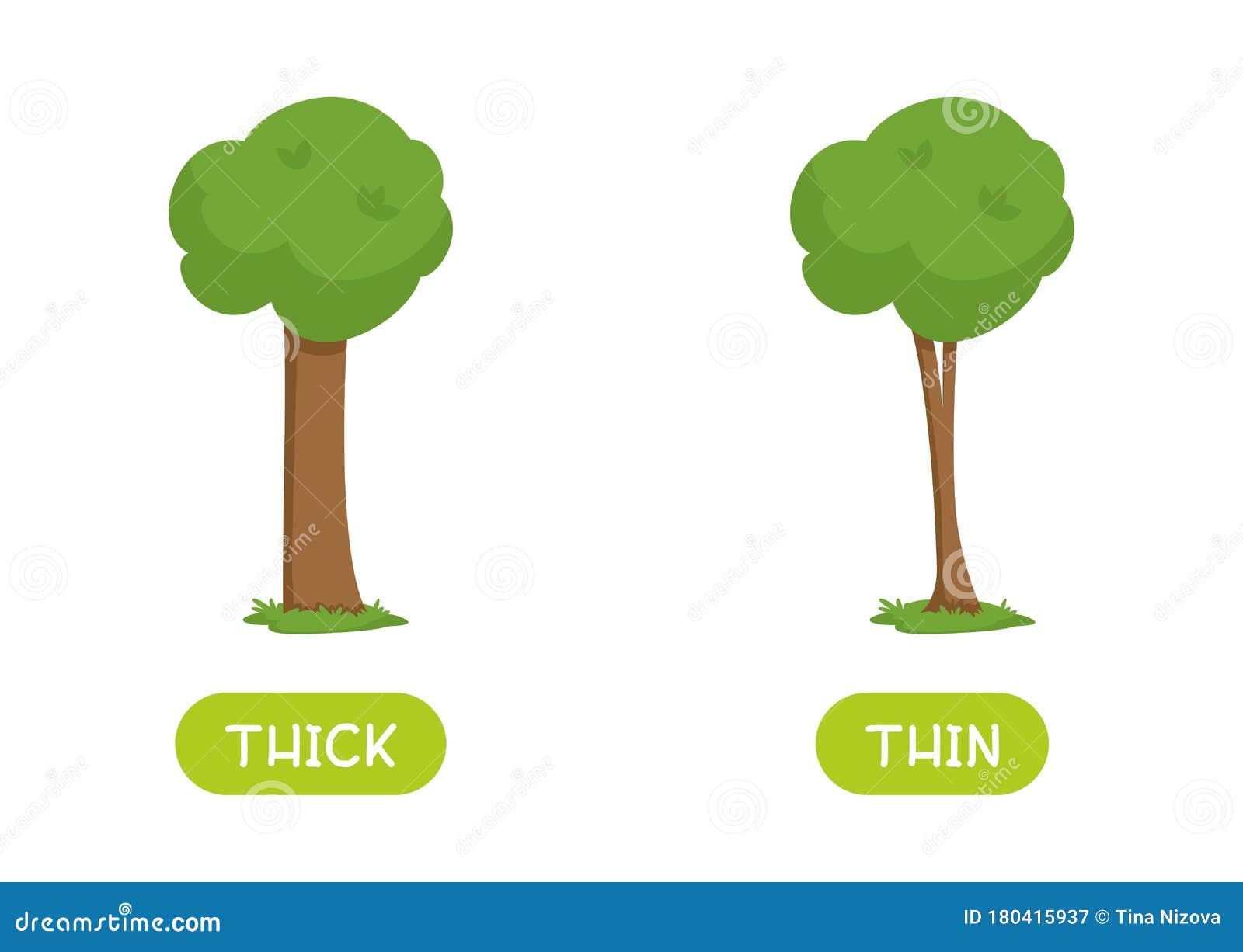 antonyms concept, thick and thin.