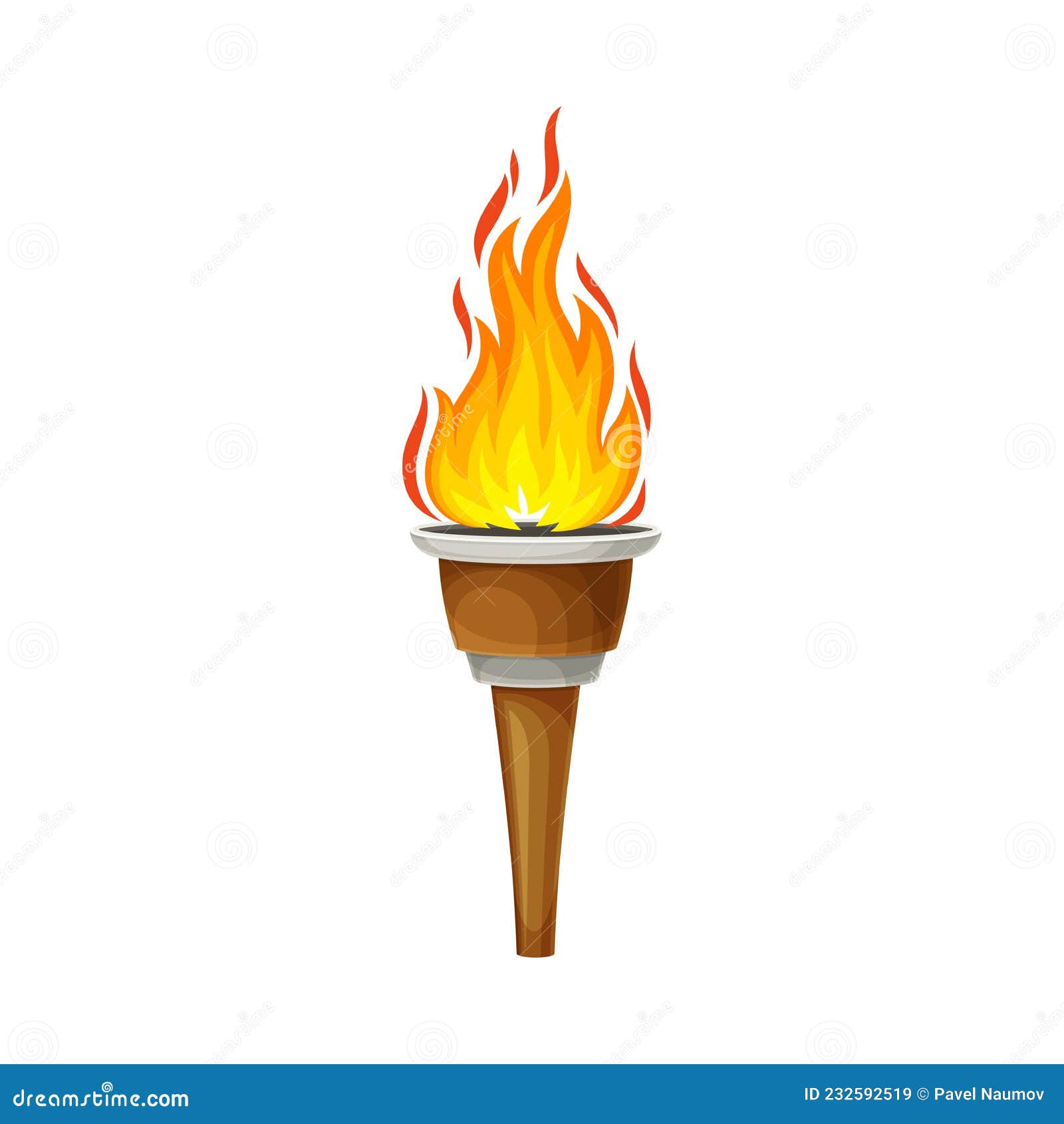 Una antorcha de madera con un fuego ardiente. llama brillante y chispas.