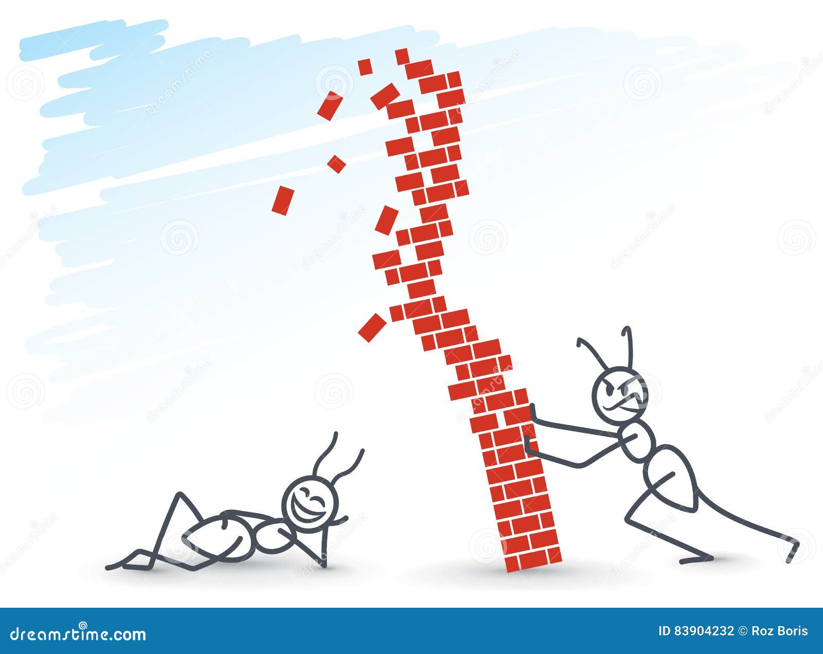 Ants with brick wall stock vector. Illustration of block 83904232