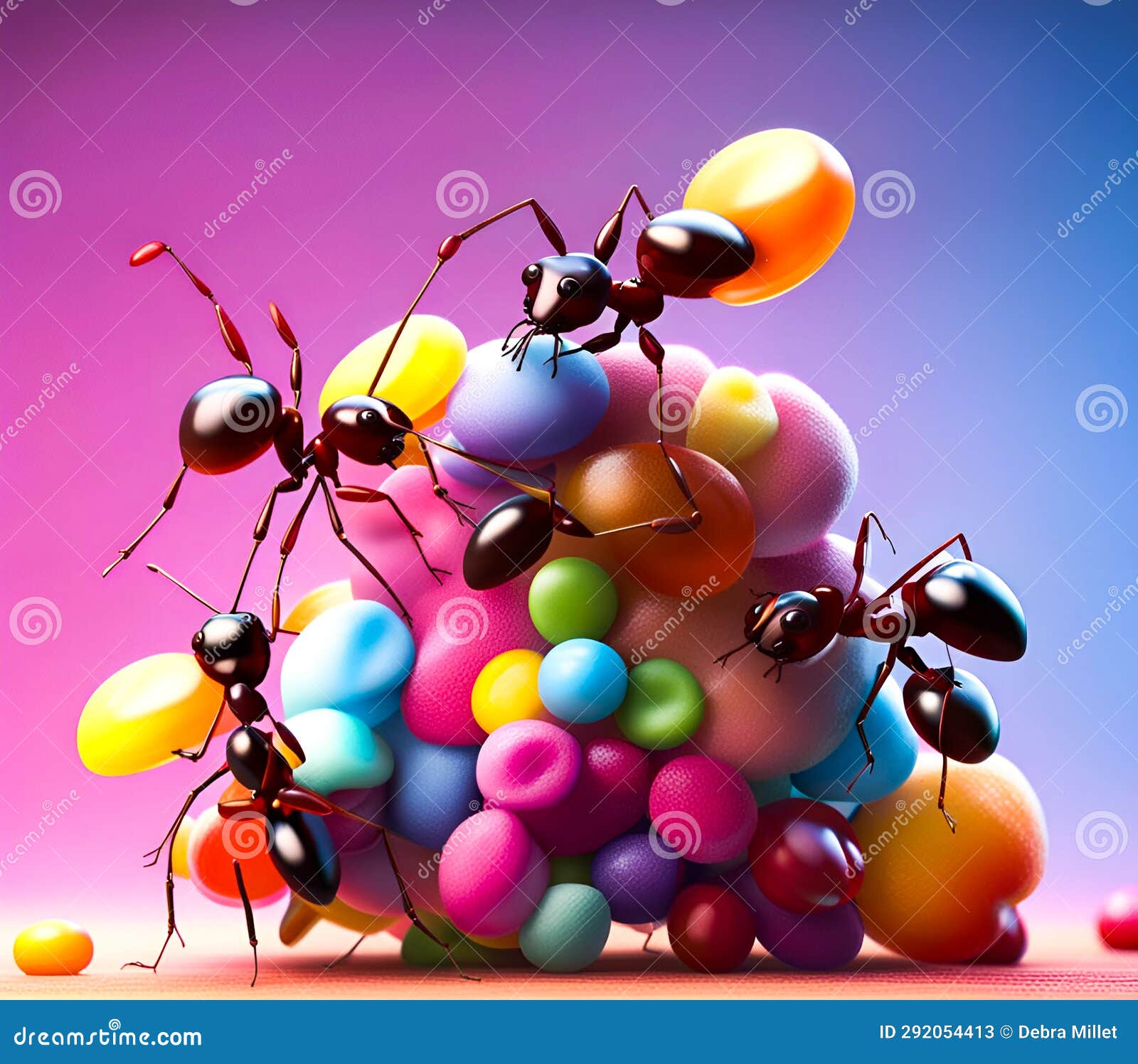 Ants on a pile of candy stock illustration. Illustration of pink ...