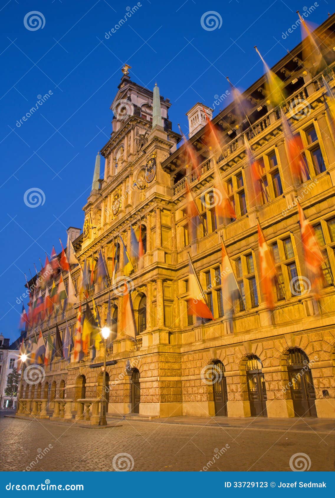 Antwerp Town Hall in Dusk Stock Image Image of hall, benefits 33729123