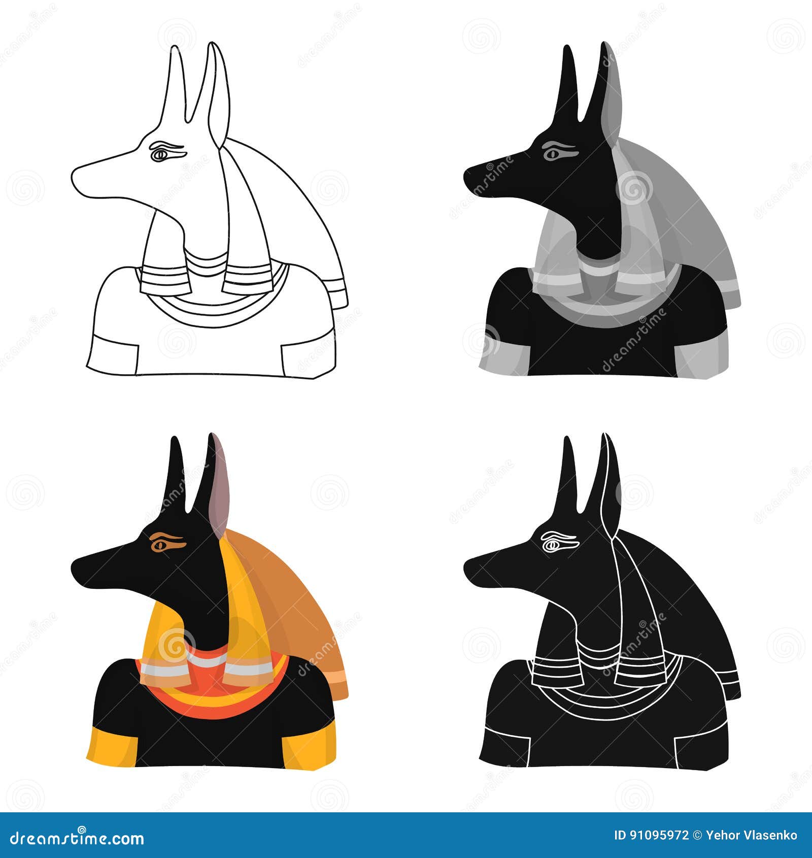 Anubis Icon In Cartoon Style Isolated On White Background