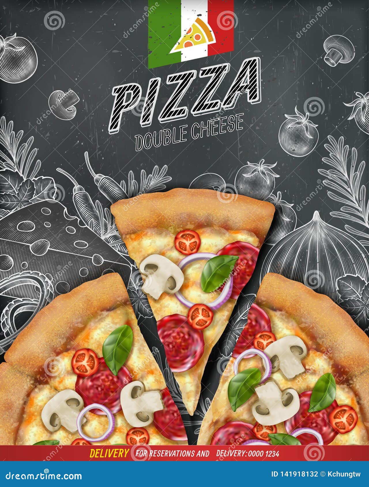 Del Cartel De La Pizza Ilustración del Vector - Ilustración de indicador, vendimia: 141918132