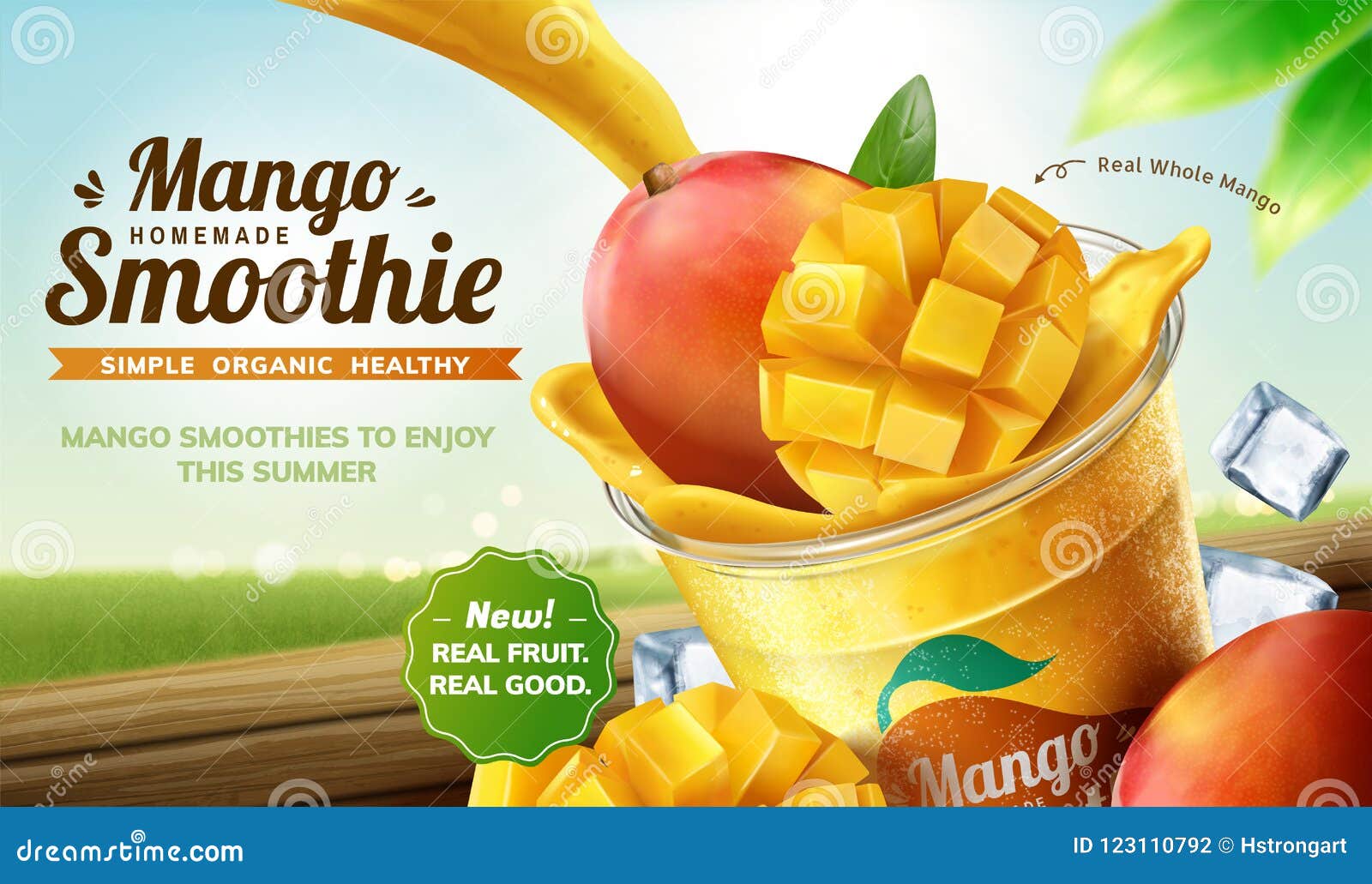 Anuncios De Batido De Mango Casero Ilustración del Vector - Ilustración de  hoja, bocado: 123110792, image size:1600x1031
