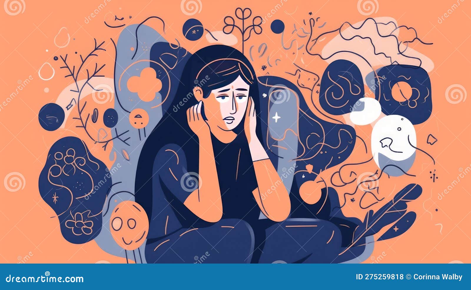 An Anxiety Concept Illustration Stock Illustration - Illustration of ...