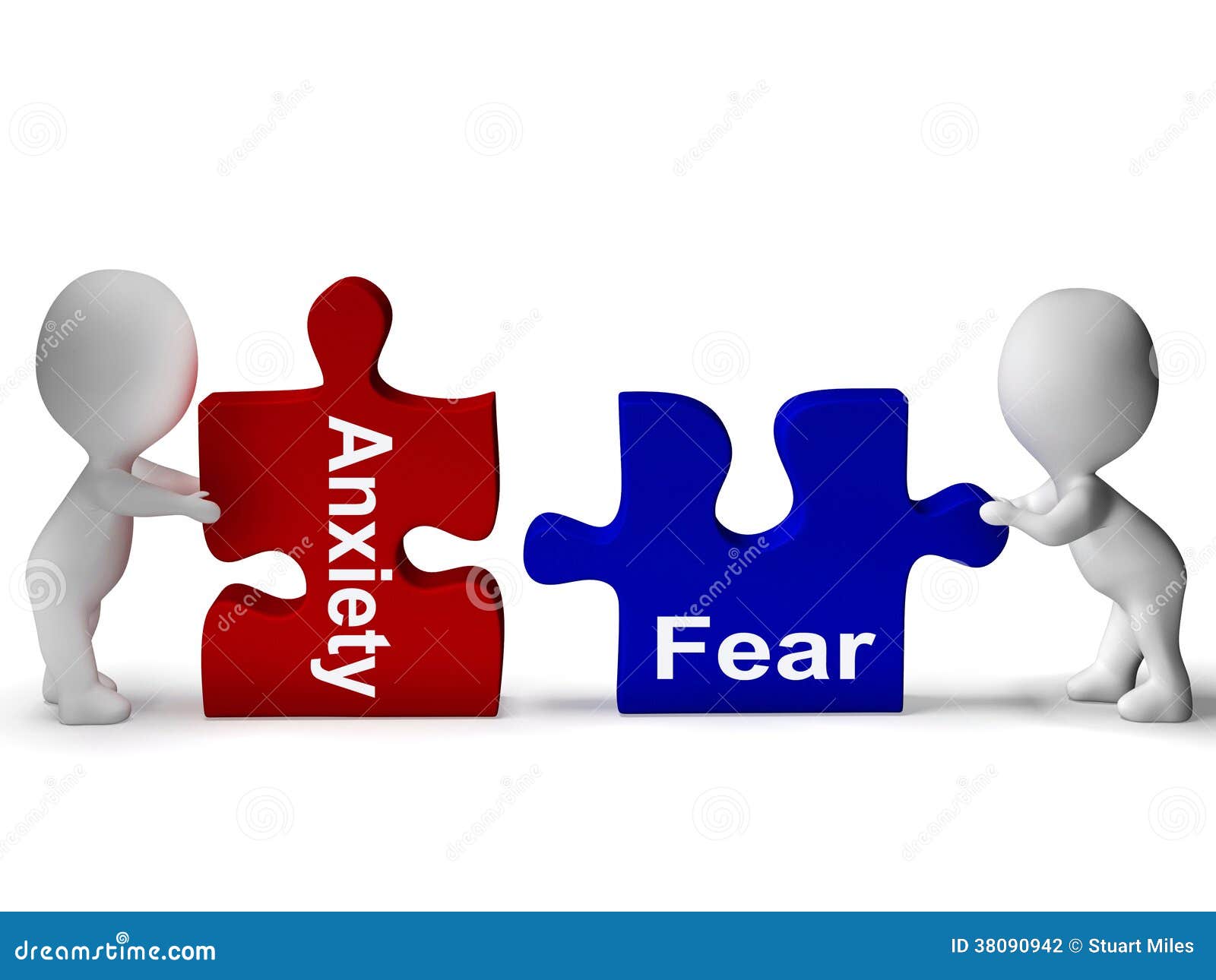 Anxiety Fear Puzzle Means Anxious and Afraid Stock Illustration
