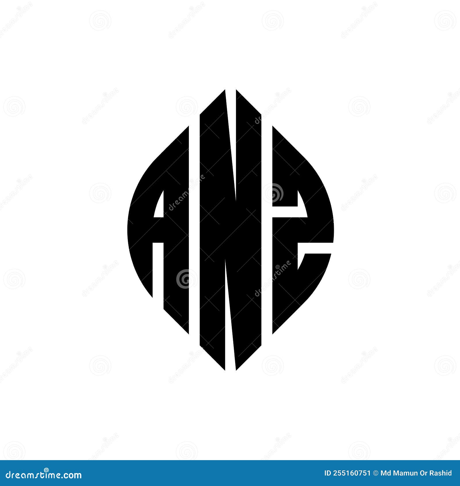 anz circle letter logo  with circle and ellipse . anz ellipse letters with typographic style. the three initials form a
