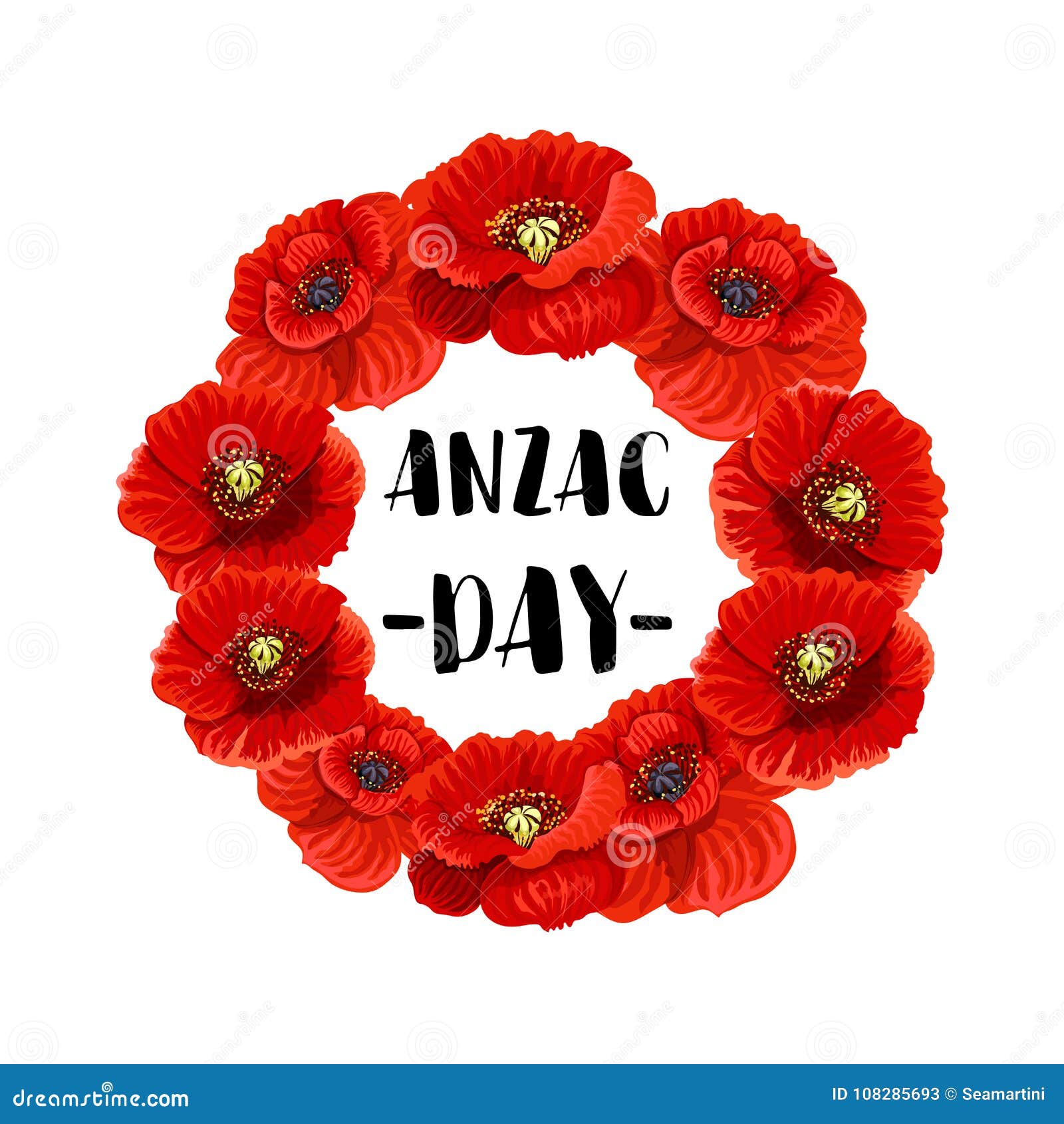 Anzac Day Memorial Wreath Icon of Red Poppy Flower Stock Vector -  Illustration of icon, logo: 108285693