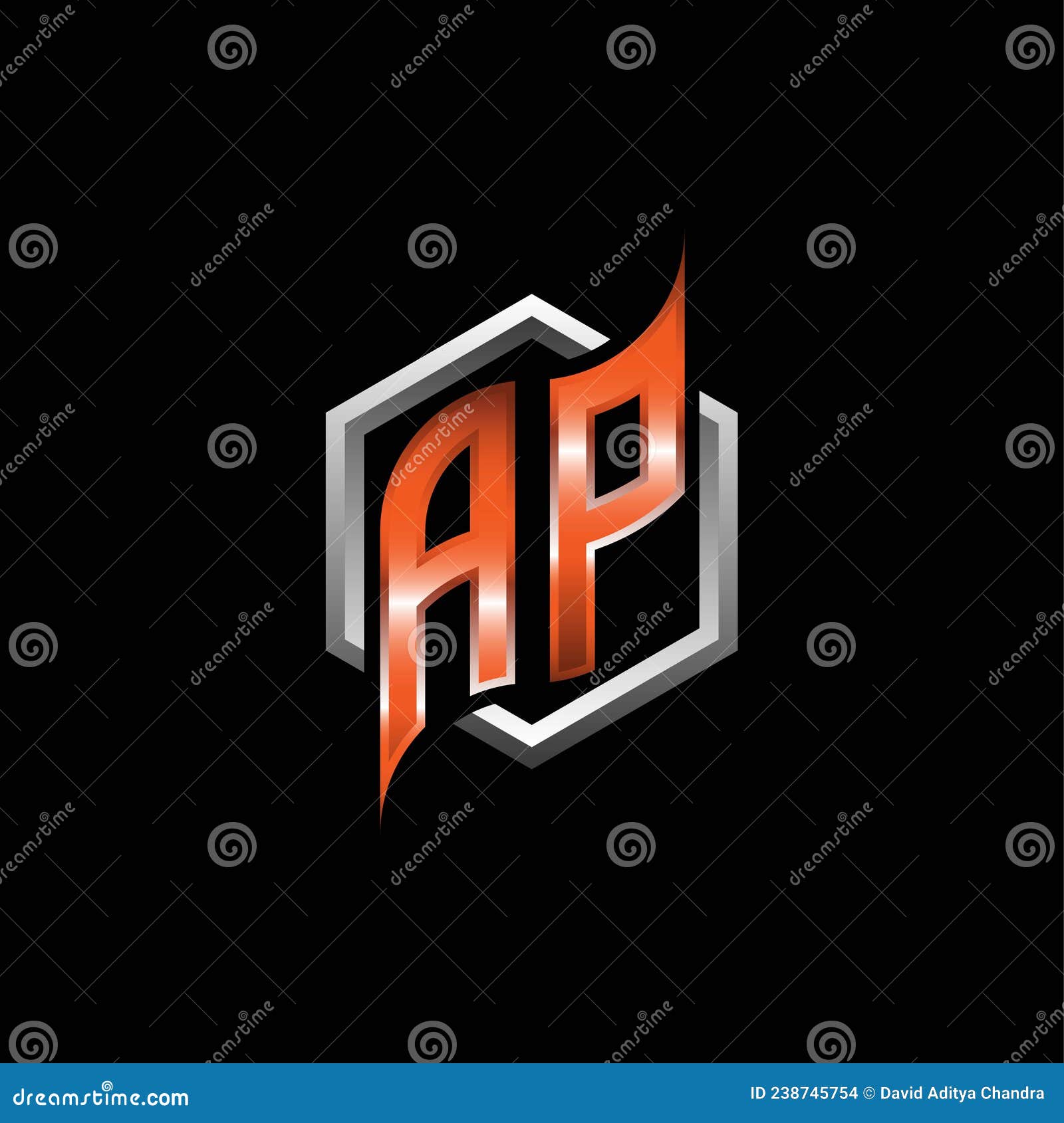 ap monogram geometric orange with hexagonal rounded