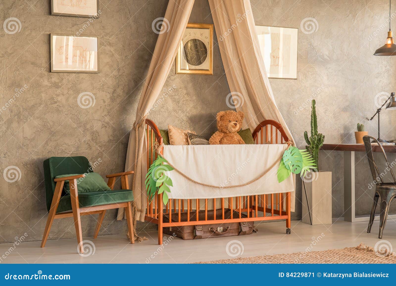 Apartment area with crib stock image. Image of living 84229871