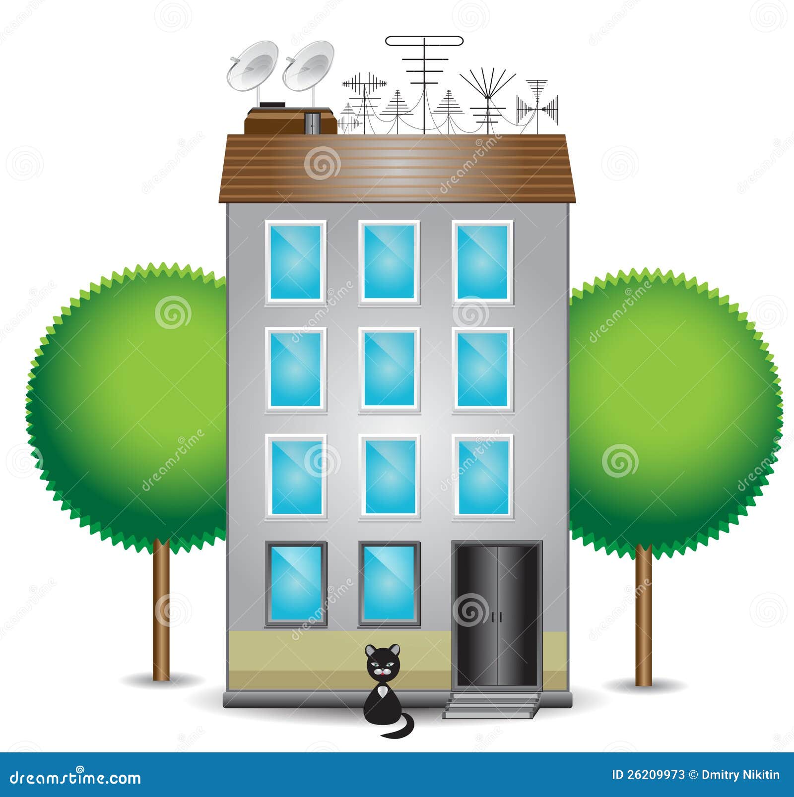 Apartment building stock vector. Image of leaves, floors - 26209973