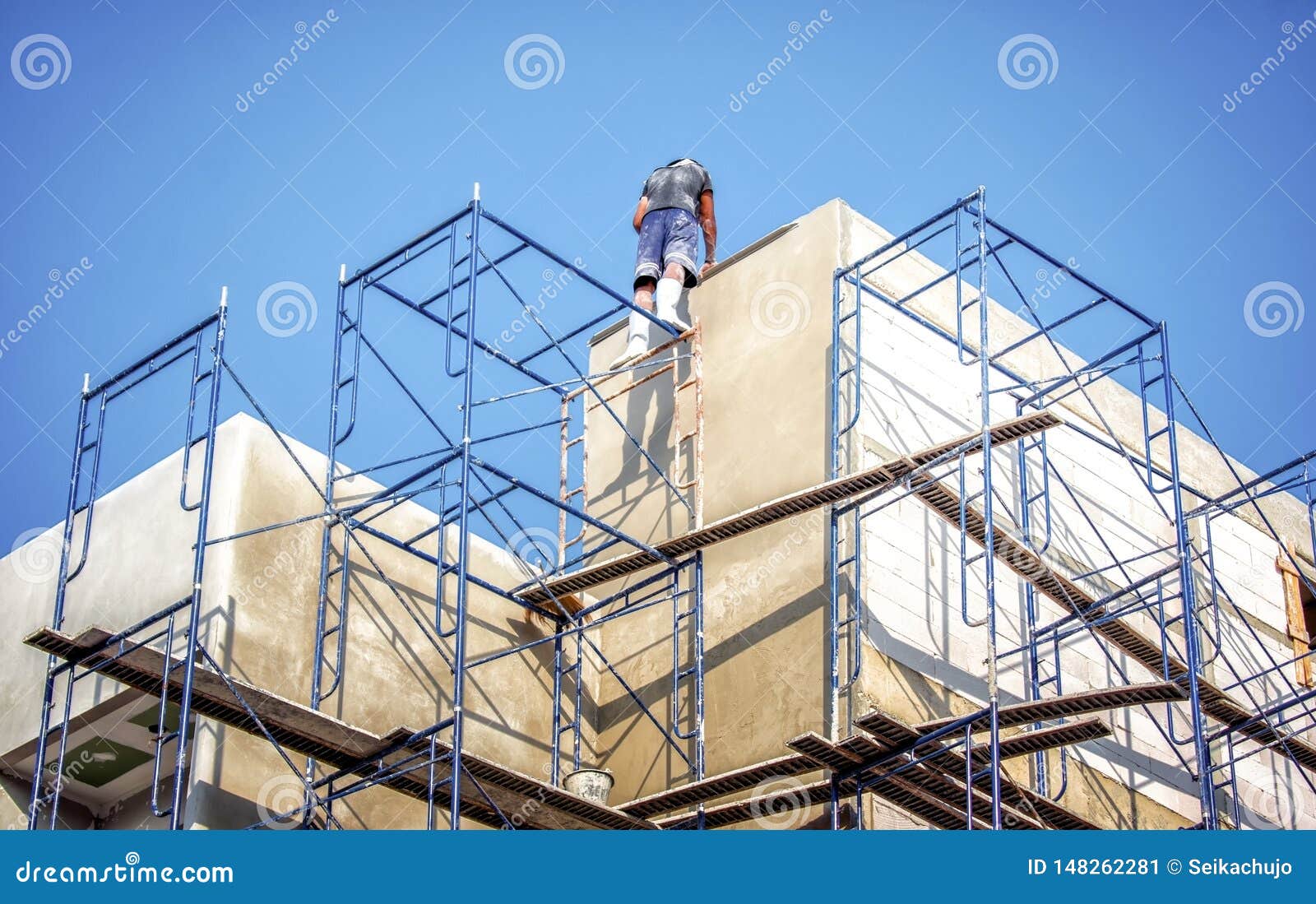 Apartment Building Being Constructed with No Safety Equipment for Workers Editorial Photo