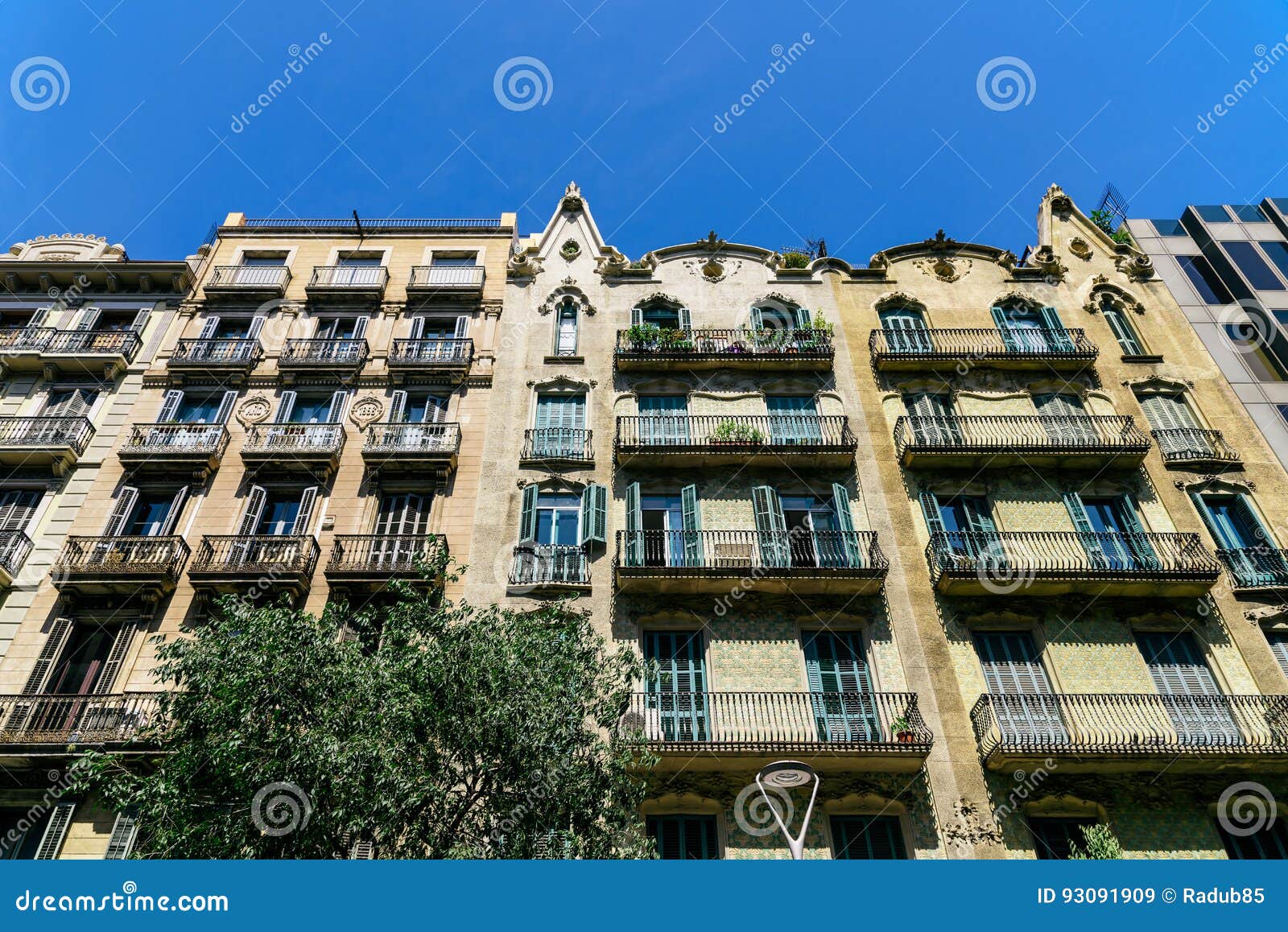 Apartment Building Block Exterior Facade in Barcelona Stock Image ...