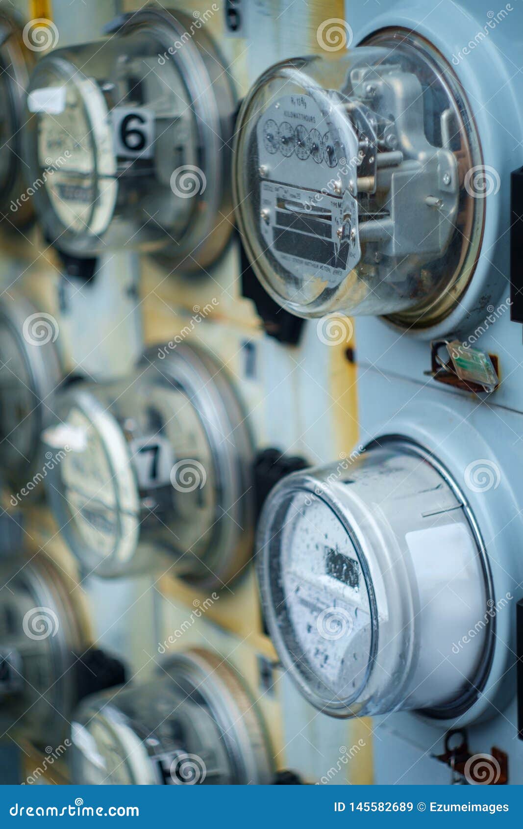 Apartment Electric Meters stock image. Image of usage 145582689