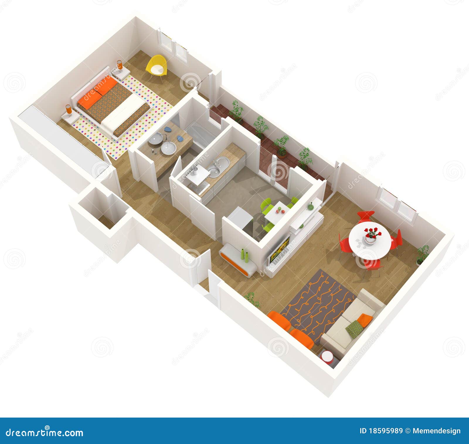 Apartment Interior Design 3d Floor Plan Royalty Free Stock