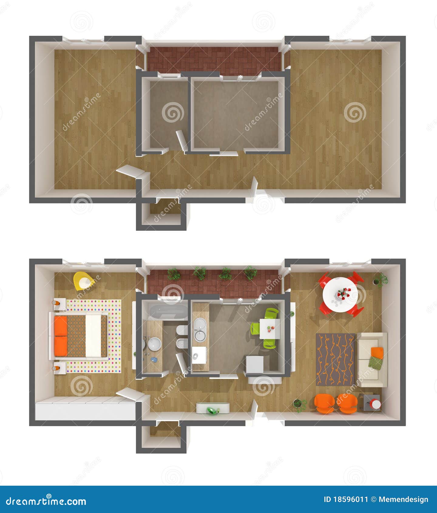 Apartment Interior Design - 3d Top View Stock Image - Image: 18596011 - Apartment interior design - 3d top view