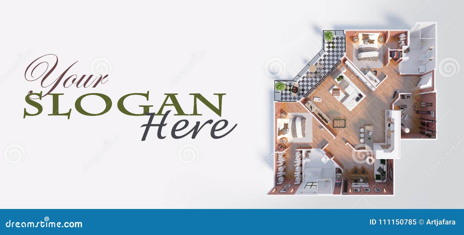 Apartment model mockup stock illustration. Illustration of message