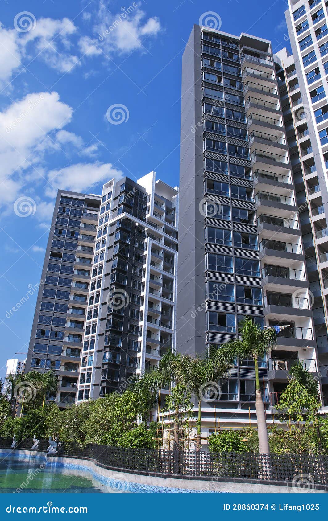 Apartment in sun stock photo. Image of blue, highrise 20860374