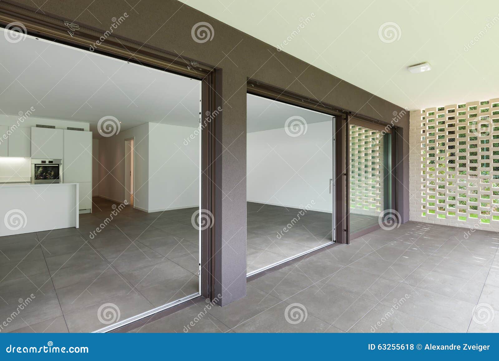 Apartment, wide veranda stock photo. Image of space, terrace 63255618