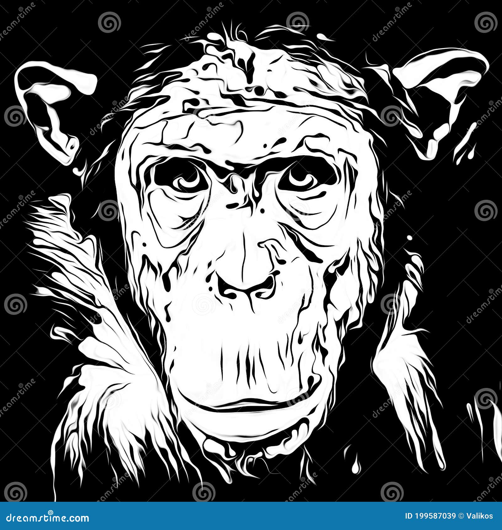 ape in  on color background concept