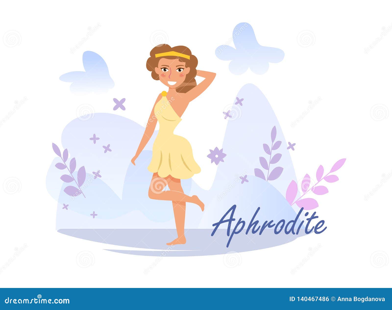 Aphrodite Vector Cartoon Isolated Art On White Background Flat Stock Vector Illustration Of Birth Myth