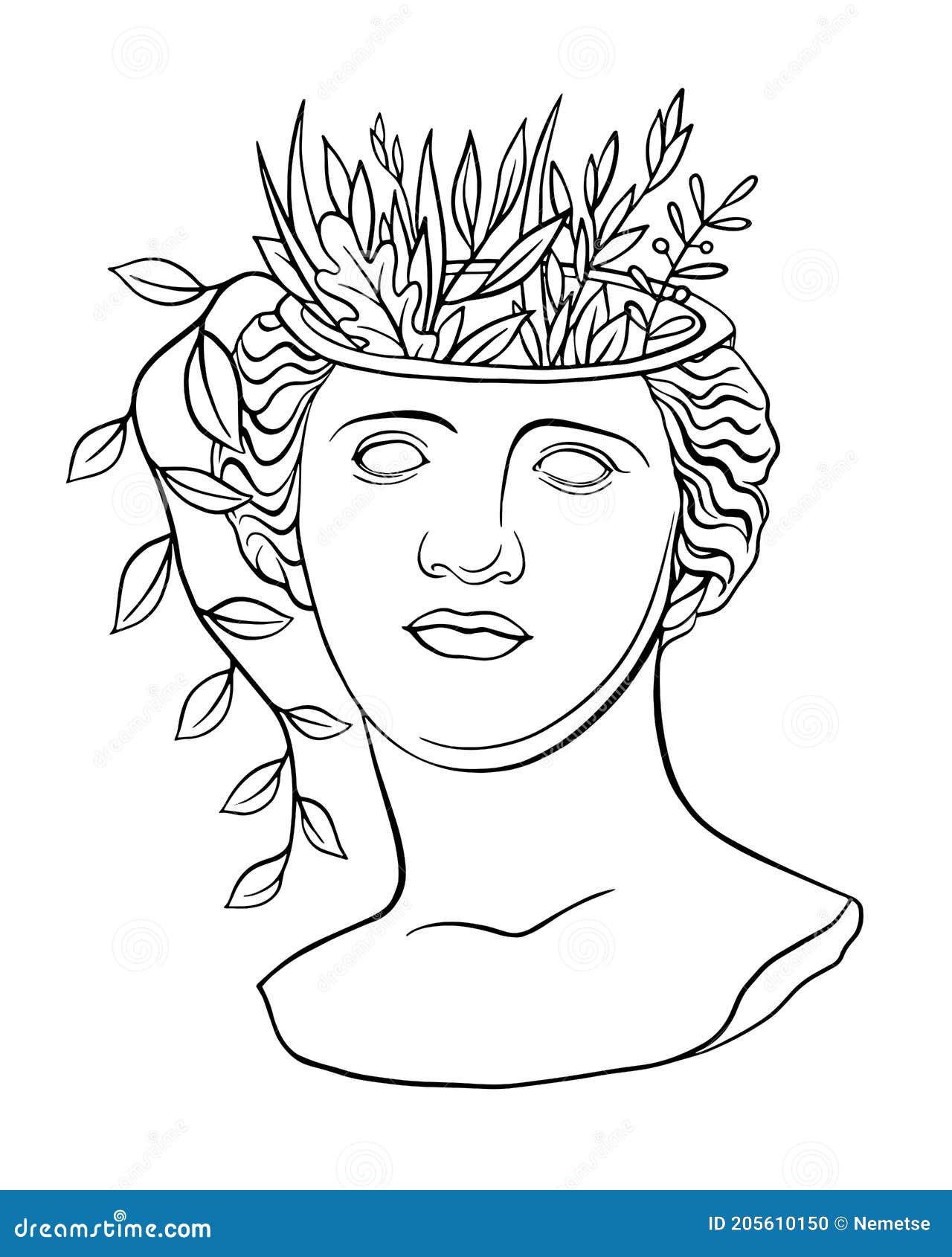 Aphrodite Or Venus. Woman Face Logo. Emblem For A Beauty Or Yoga Salon