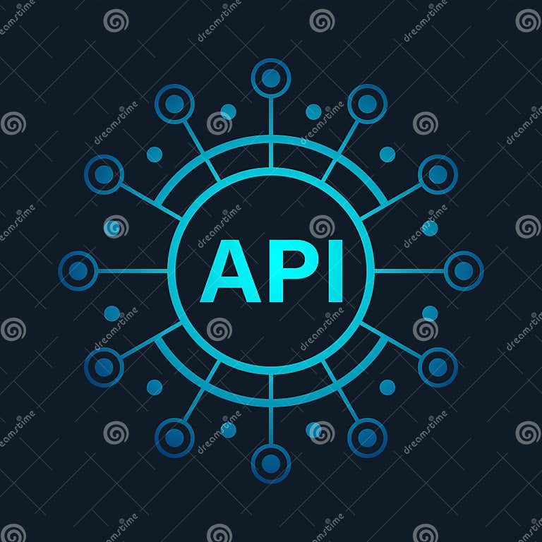 API Icon in Flat Style. Software Integration Vector Illustration on ...