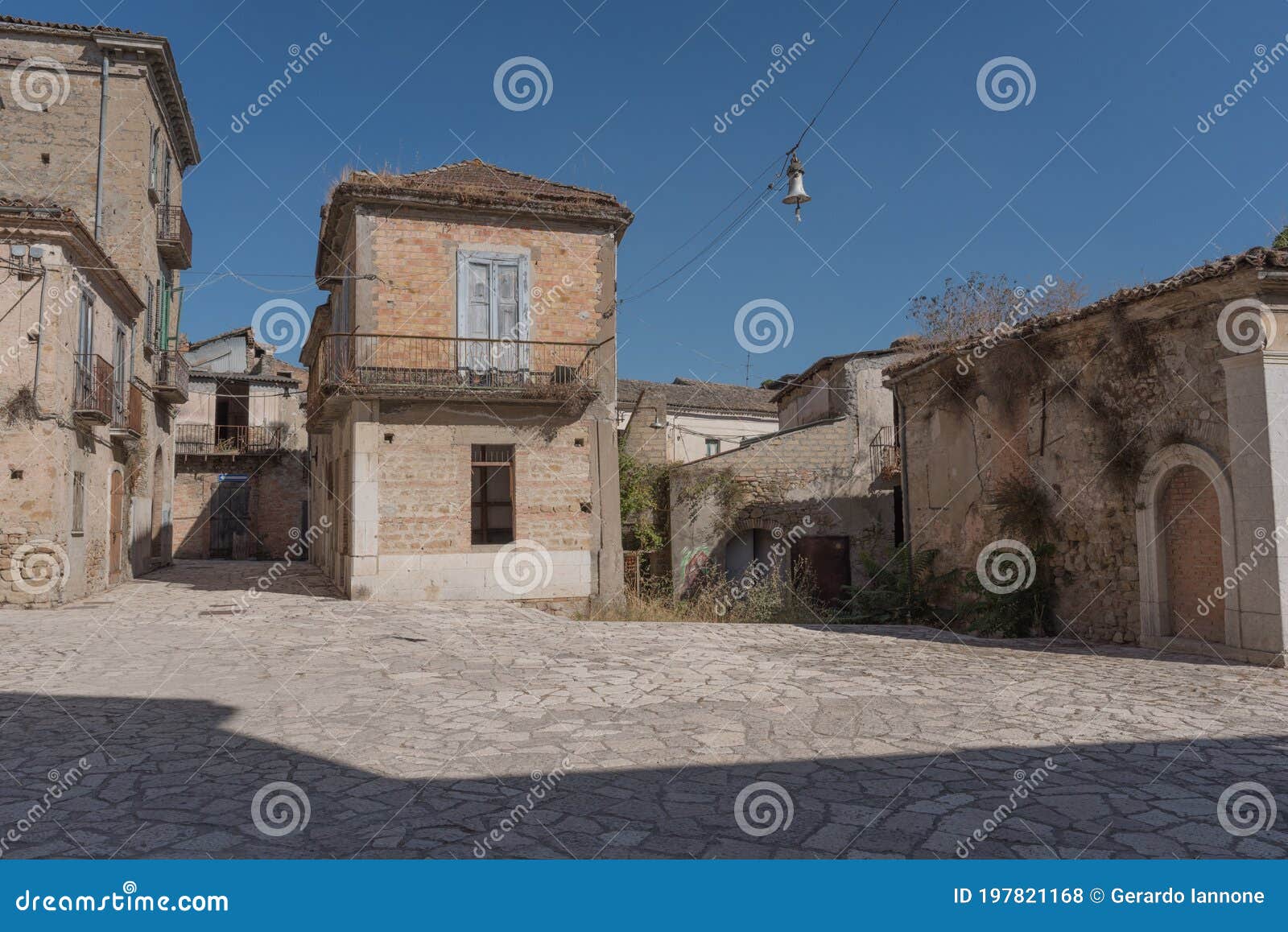 apice vecchio, a small ghost town in the province of benevento. wretched houses, collapsed buildings, closed and empty squares.