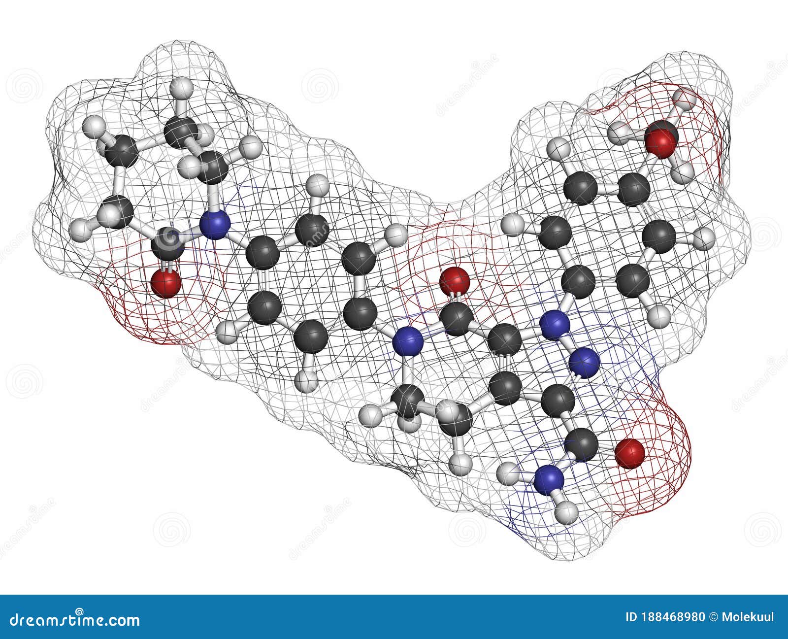 apixaban anticoagulant drug molecule (direct fxa inhibitor). atoms are represented as spheres with conventional color coding: