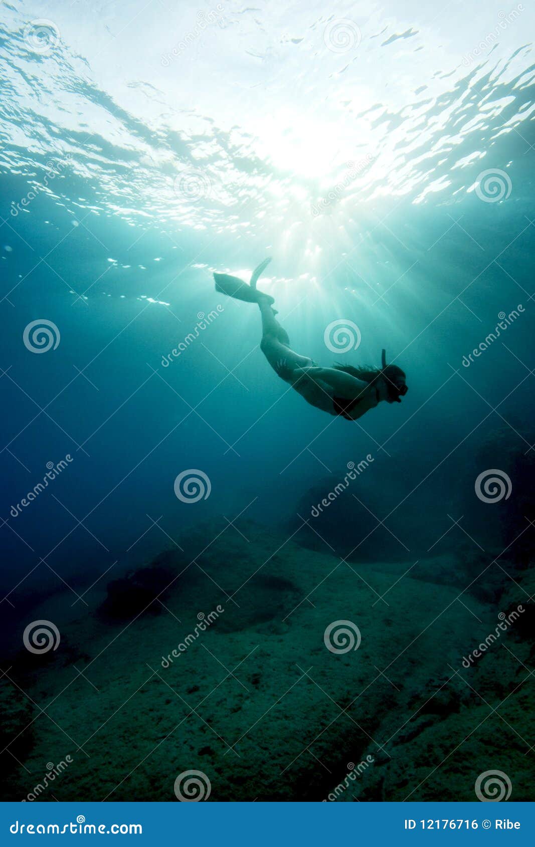 Apnea - Freediving in Turquoise Water Stock Photo - Image of gloves ...