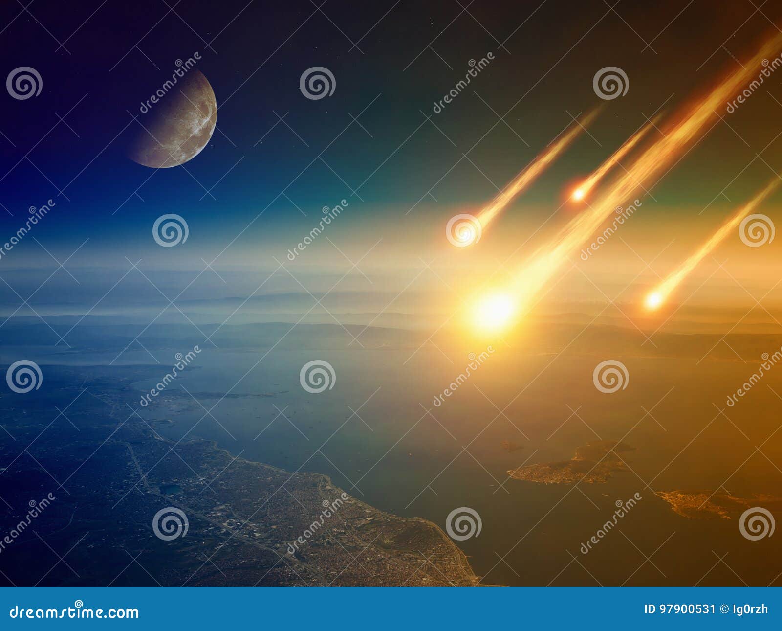 apocalyptic background - asteroid impact, end of world, judgmen