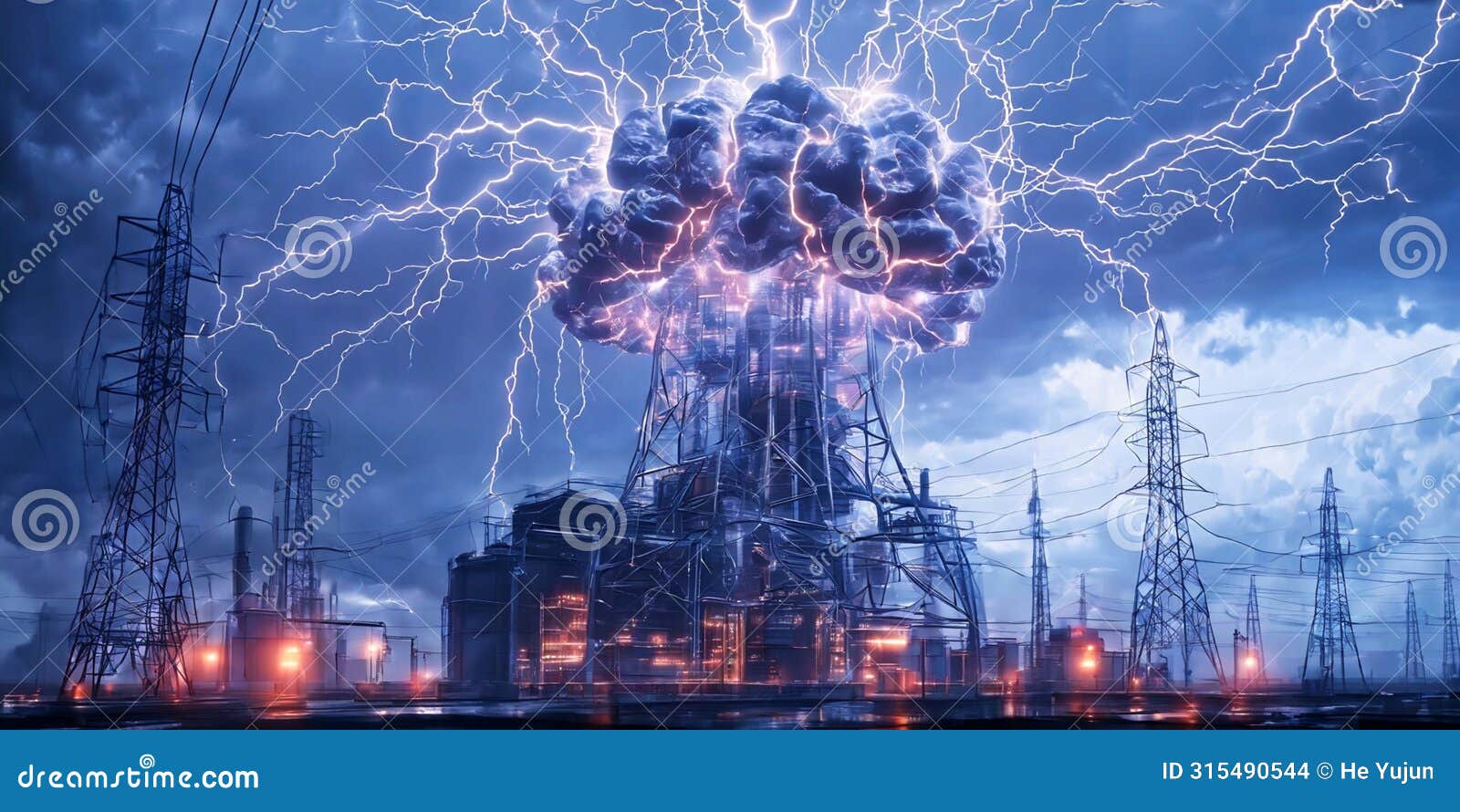 apocalyptic brainstorm: towering flames and electrical fury