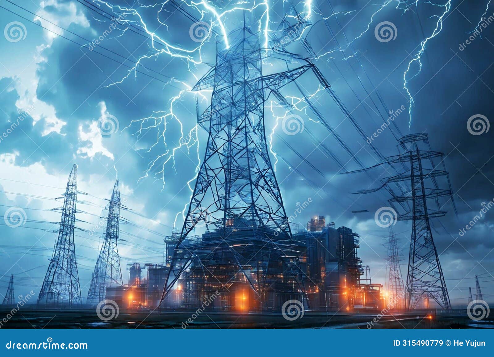 apocalyptic brainstorm: towering flames and electrical fury
