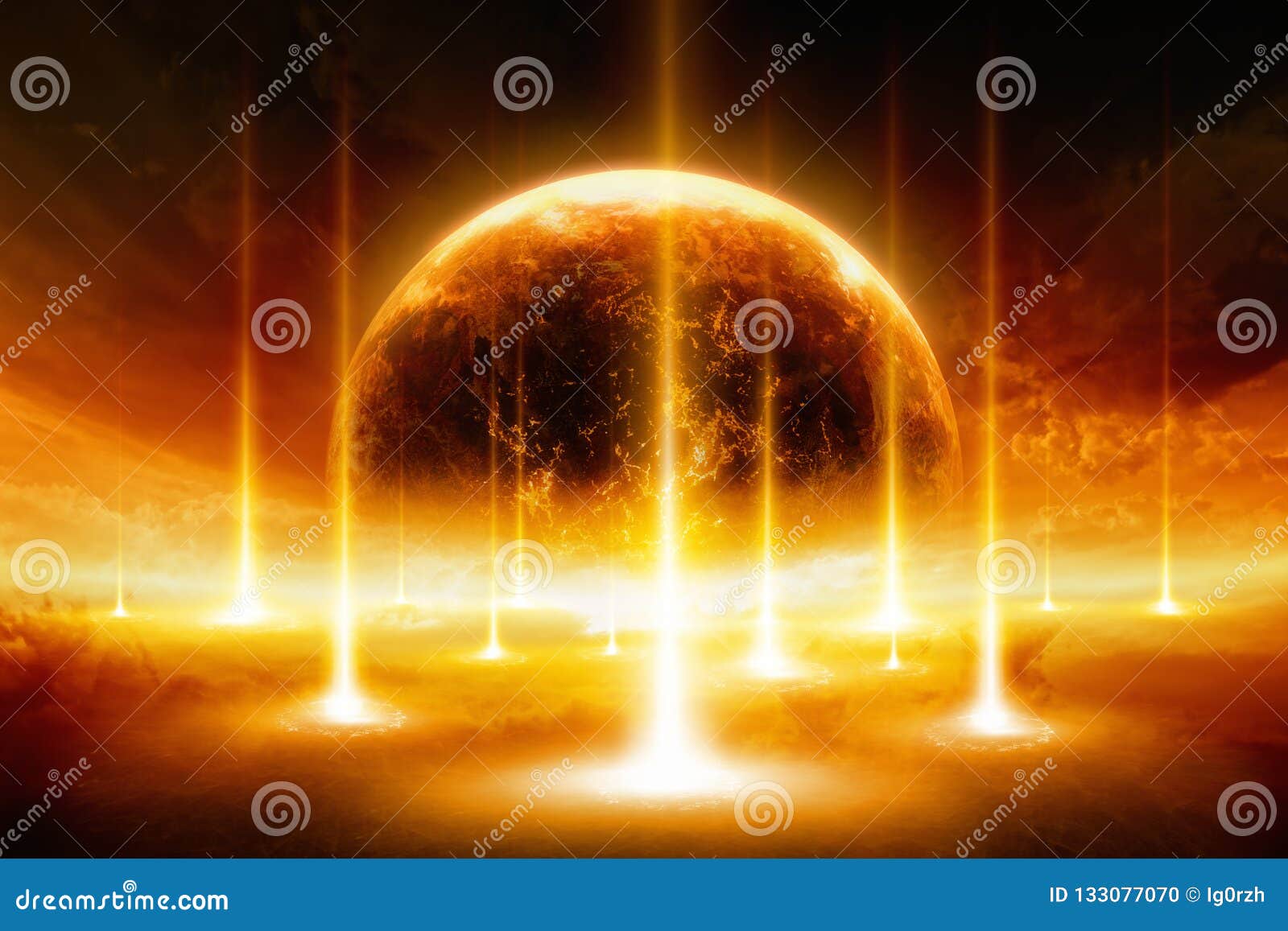 The End Of The World. Apocalyptic Vision Of The Future World. Stock
