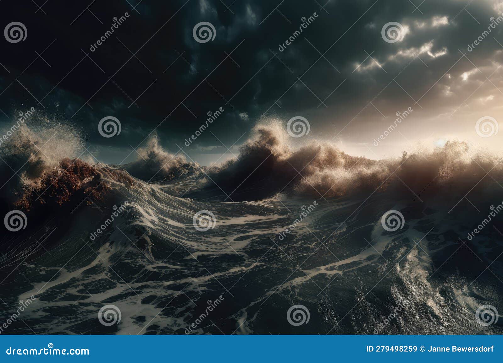 Apocalyptic Fury: Giant Tsunami Waves and Dark Sky Set Dramatic 