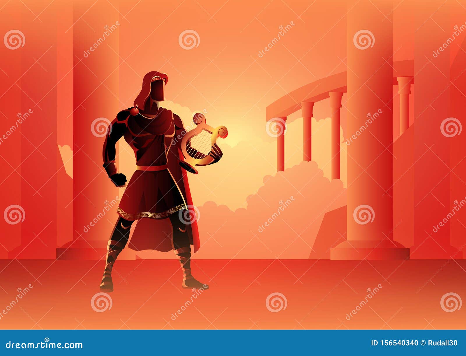 Apollo the God of music stock vector. Illustration of olympian - 156540340