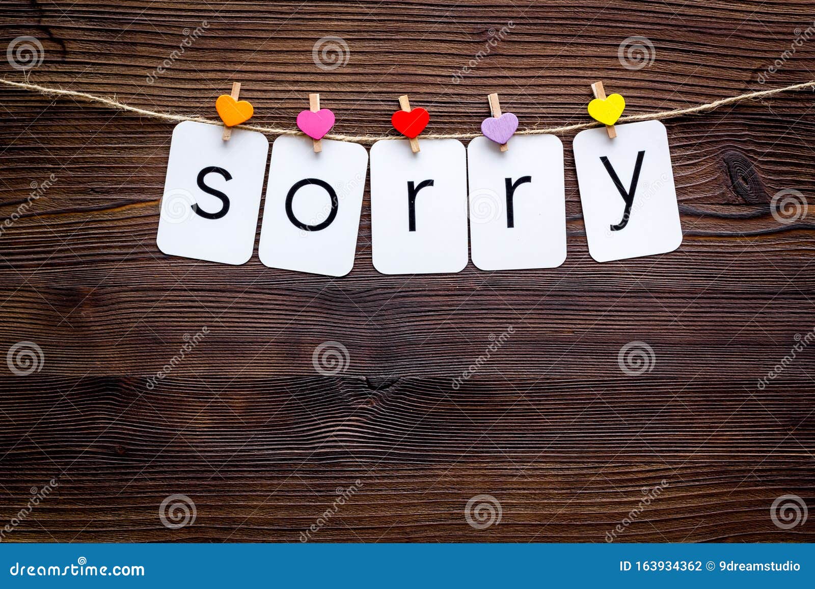 Apologise Concept. Cute Heart Icons Garland with Text Sorry on ...