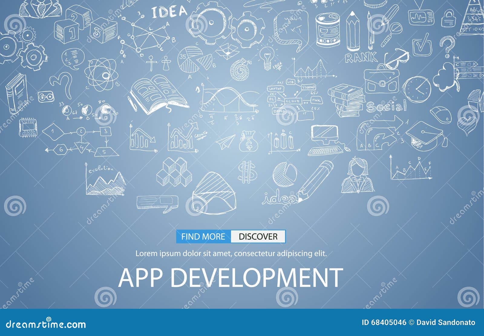 App Development Concept Background With Doodle Design Style User