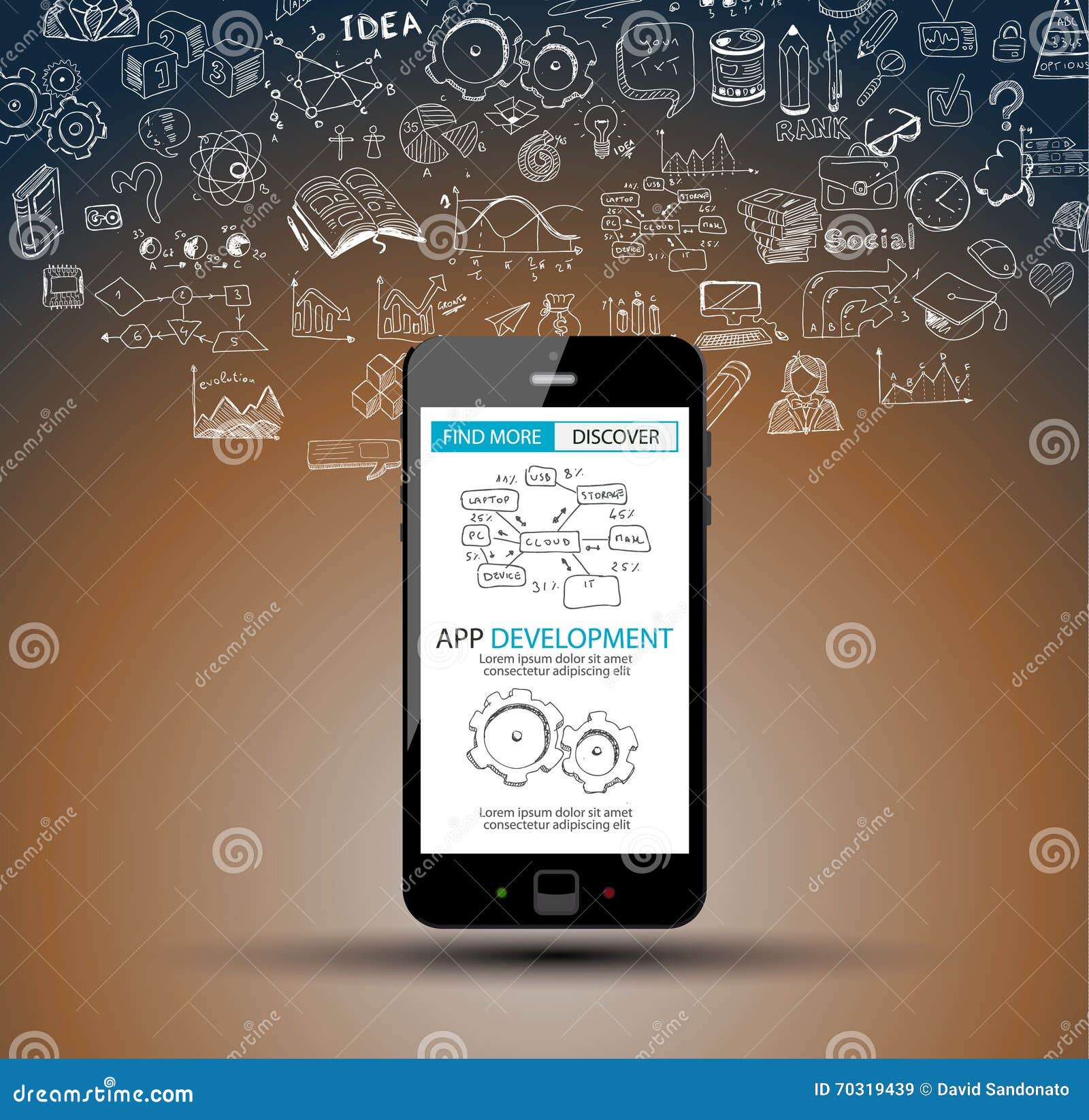  App Development Infpgraphic Concept Background With Doodle 