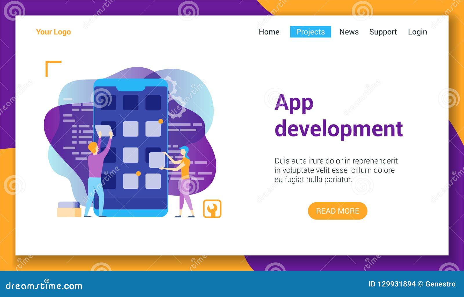 App Development Lp Template Stock Vector - Illustration of development