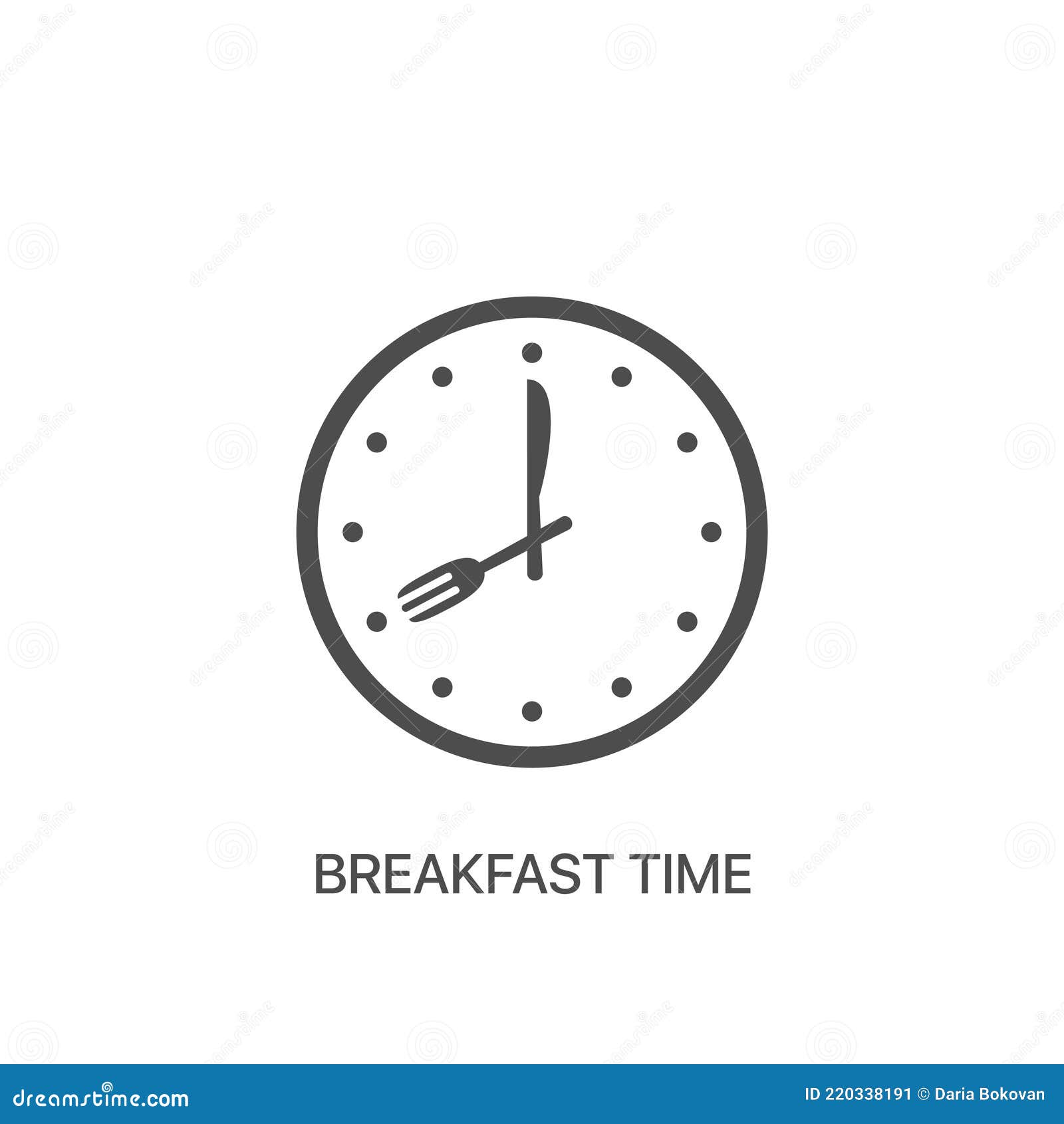 Breakfast Time Vector Icon Food Time on the Clock Stock Vector