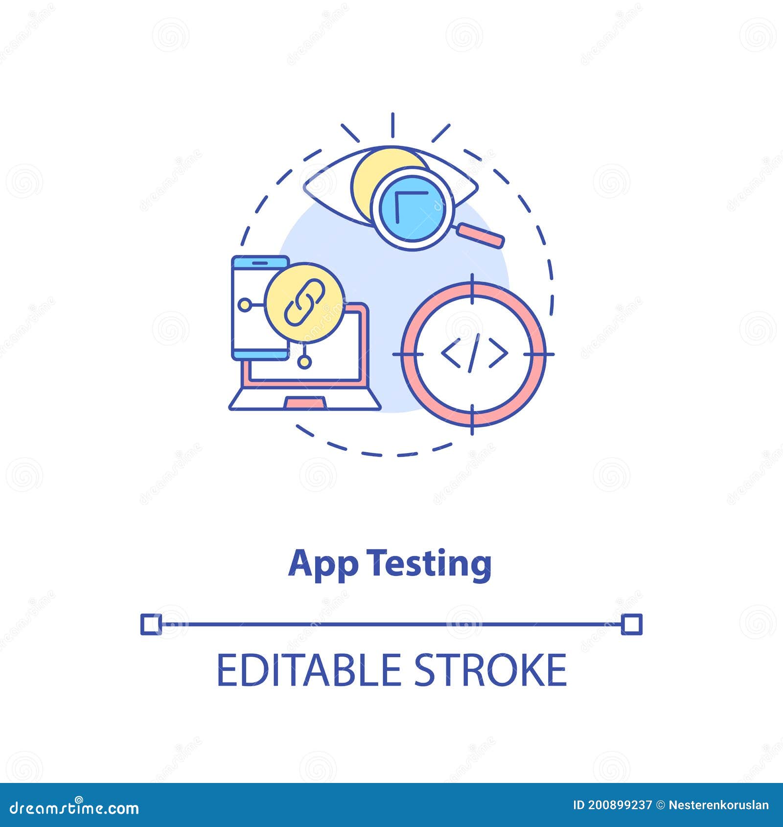 App testing concept icon stock vector. Illustration of development