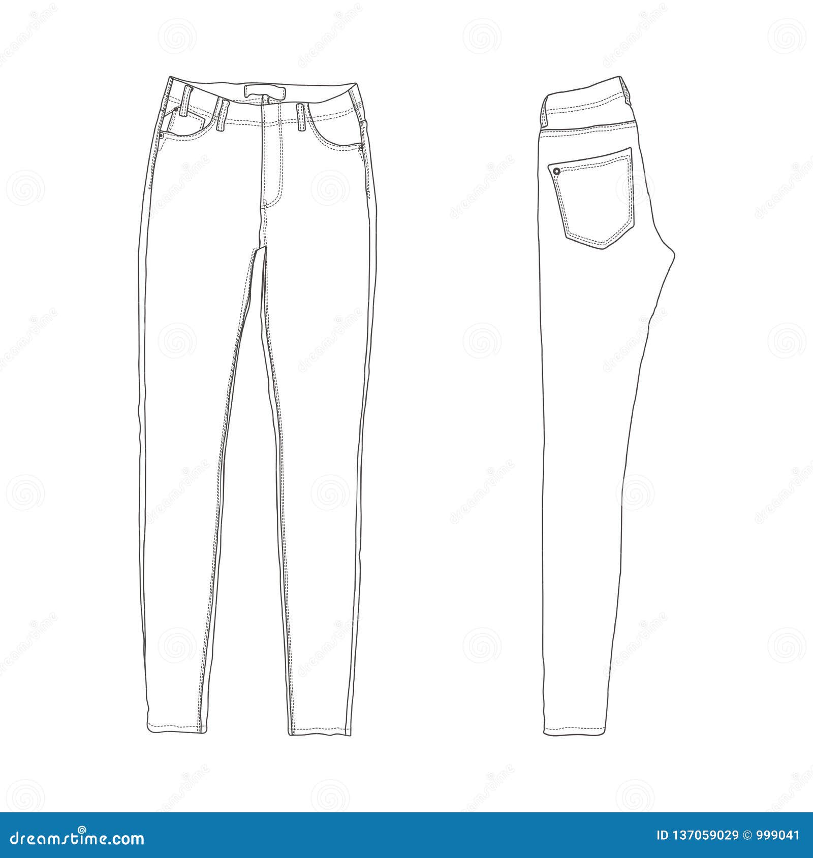 Vector Line Art Illustration - Women Jeans Stock Vector - Illustration ...